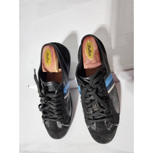 Authentic LOUIS VUITTON Suede Canvas Totem Sneakers Black Size 7 - Picture 4 of 16